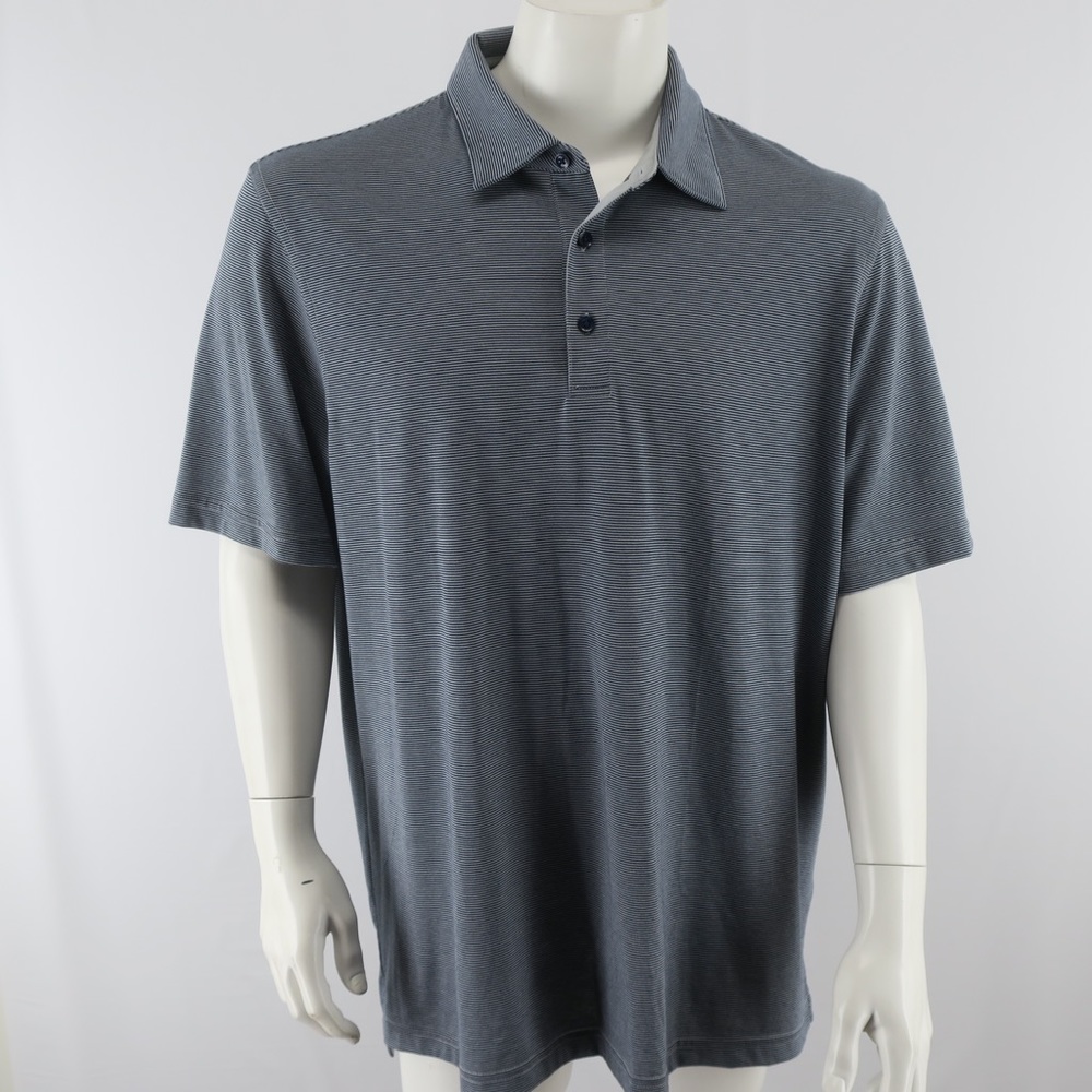 Jim Nantz Vineyard Vines Striped Polo Shirt Mens XL Blue Gray Pima Cotton Blend